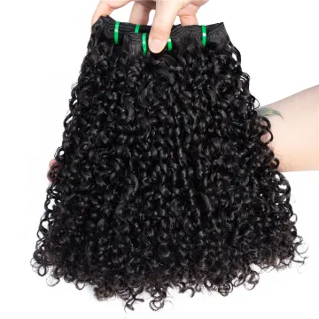 10a 11a Fumi Super Double Drawn  Virgin Indian Human Hair Pixie Curls 3 Bundles with Lace Frontal Closure