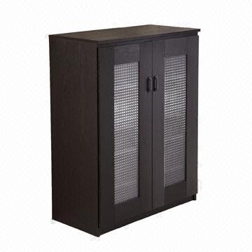 Wooden Shoe Cabinet, Laminate Black Finish