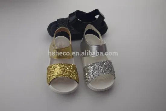Fancy Leather Acrylic beaded upper EVA injection sole Kids sandals slippers