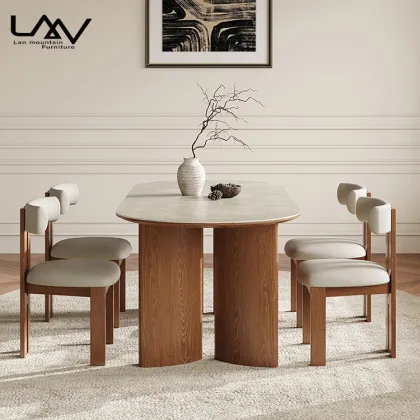 Nordic Retro Design Luxury Hotel Wooden Dining Set