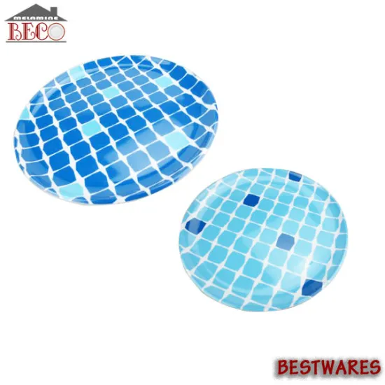 2015 Hot sale bule color round plastic dinner plate