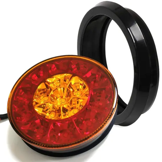 Round LED Truck/Trailer RV Lights - Mini-Reflex Faceted 16 Diodes: Running, Tail, Brake, and Turn Signal