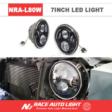 Emark Dot Lifetime Warranty Best Quality 80watt 7inch Car LED Headlight 6000k with DRL