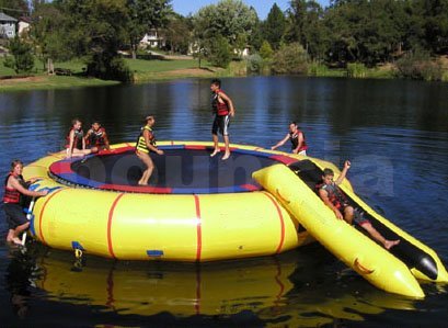 Inflatable Water Trampoline With Slide Trc05 Used In The Swimming Pool