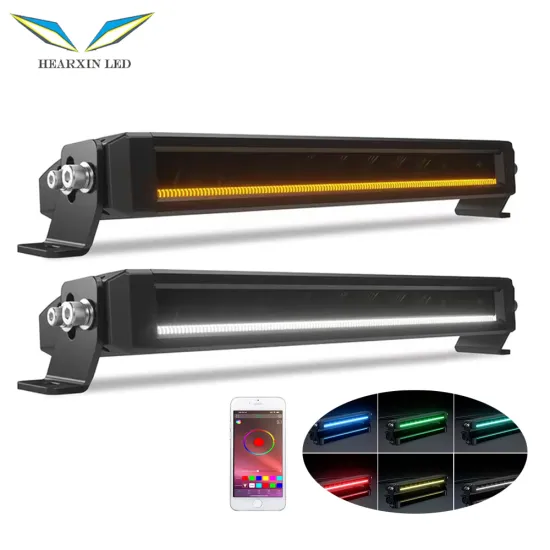 12-52 Inch White/Yellow LED Light Bar for 4x4 Trucks, ATV - RGB DRL Fog Lamp (Screwless 6000K)