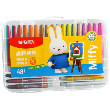 M&amp;G Alta calidad 48 Colores lindos crayones giratorios de plástico de dibujos animados para niños de la escuela