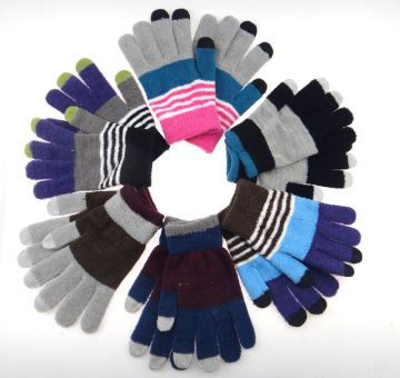 Cozy Stripe Touch Gloves