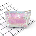 Custom sequins laser make up coin purse