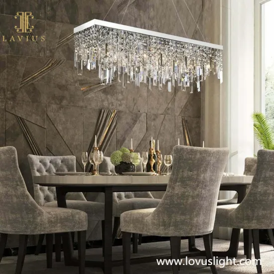 Rectangular crystal chandelier home decoration lamp hotel lamps golden new modern luxury k9 crystal chandelier