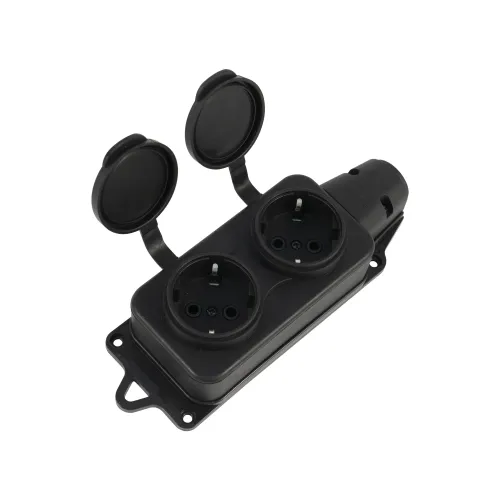 Черная двойная розетка серии P6000