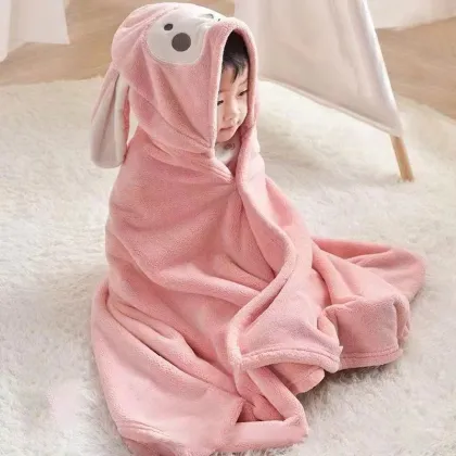 Soft Cotton Baby Bath Towel with Cartoon Designs: A Cozy Warm Blanket and Hooded Towel for Little Ones