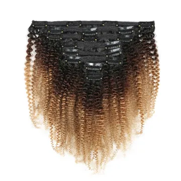 clip in human hair extensions brown ombre color, curly clip in hair extensions color 27