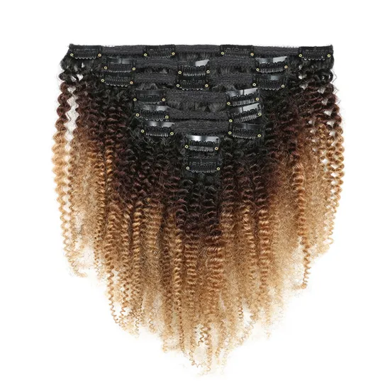 clip in human hair extensions brown ombre color, curly clip in hair extensions color 27