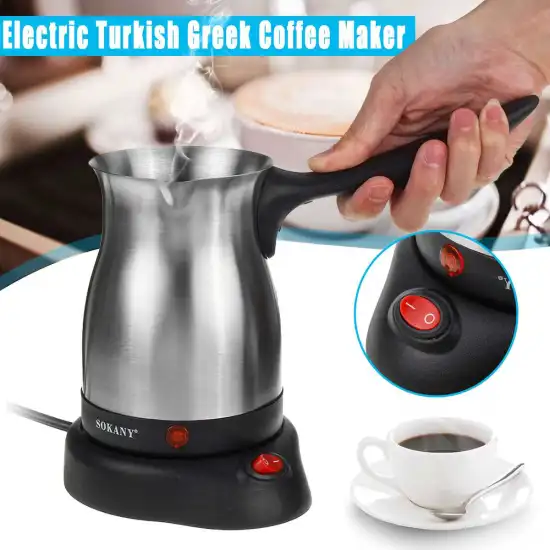 Electric Coffee Maker Stainless Steel Turkish Greek Coffee Machine Espresso Moka Pot Home Office Coffee Pot Waterproof IPX4