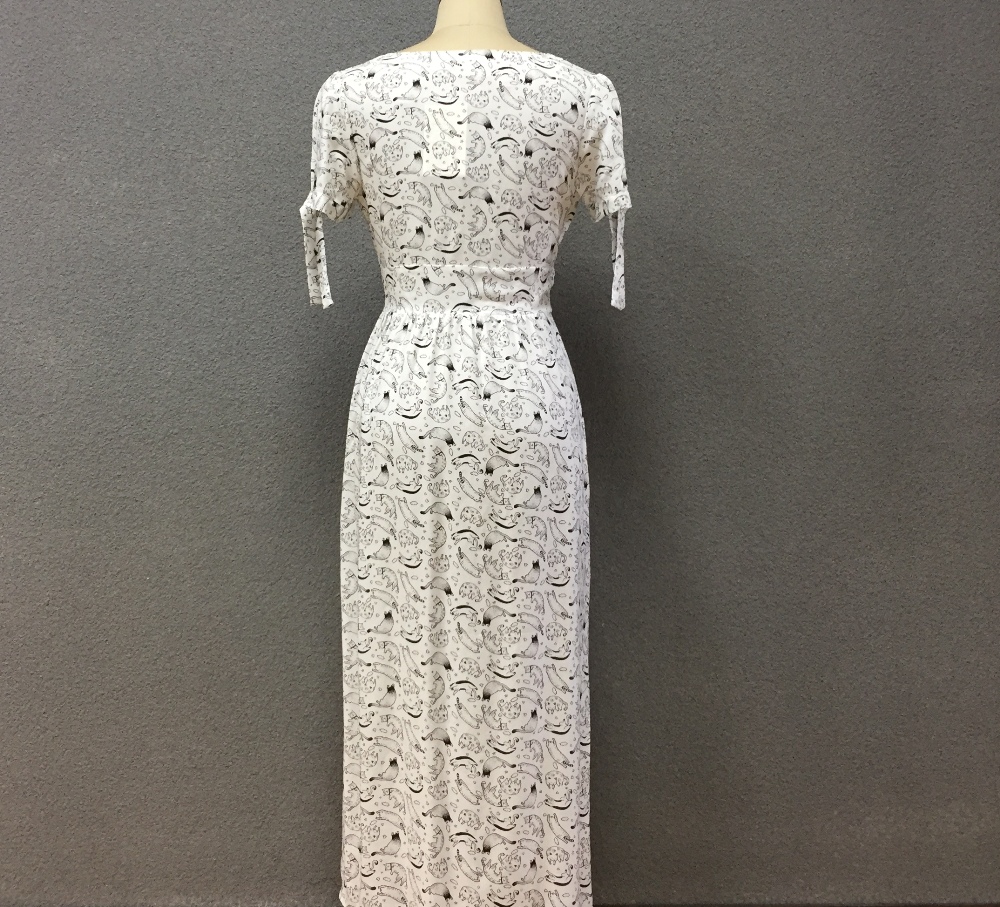 Women's viscose printed short sleeves long dress