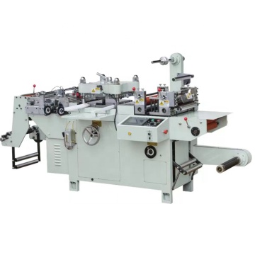 Automatisch flatbed hot stamping label finisher met die snijden en terugspoelen