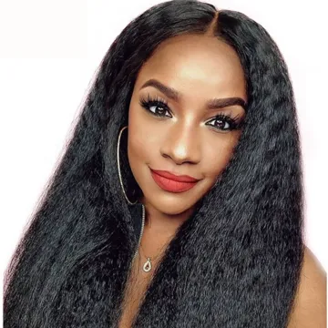 Wholesale Brazilian Human Hair Wigs HD Lace Front Kinky Straight Virgin Human Hair Wig Glueless Light Yaki Transparent Lace Wigs