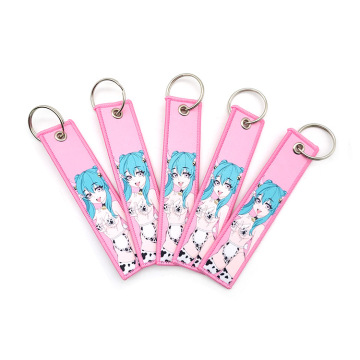 Heat Transfer Printing Fabric Custom Anime Pink Keychains