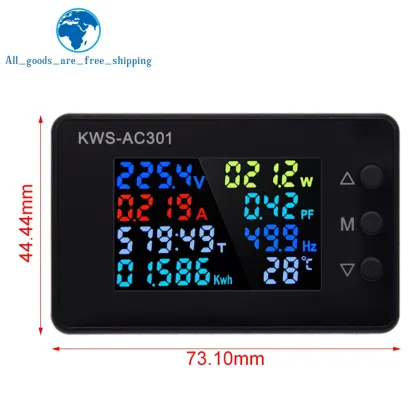 KWS-AC301 Wattmeter: AC 50-300V Voltage Power Analyzer with 0-20/100A Detection