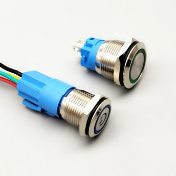 16 mm-22 mm RGB Momentowy metalowy przełącznik przyciskowy LED z złączem wiązki kablowej