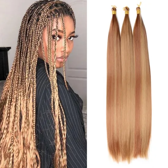 Long Straight Synthetic Bulk Hair Extensions 22inch 150g Braiding Hair Yaki Texture Silky Bone Straight Braiding Hair Bundles