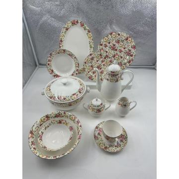 Underglaze colored ceramic tableware