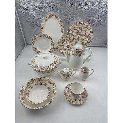 Underglaze colored ceramic tableware