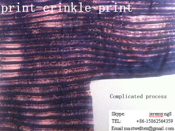 crinkle printed chiffon fabric for lady's dress
