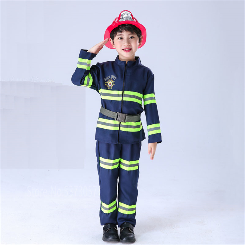 Fireman Sam Police Uniform Halloween Costume for Kids Cosplay Firefighter Army Suit Baby Girl Boy Carnival Party Christmas Gift