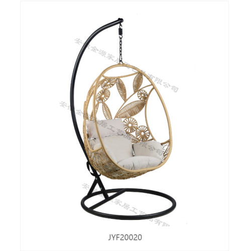 Plant leaf striped semi wrapped bamboo hanging chair