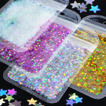 INTODIY 10g Bag Laser Pentagonal Star Glitter 12 Holographic Colors 3mm For Resin