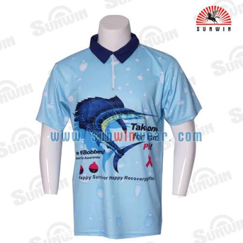 100% polyester fishing jersey / mens dry fit short sleeve outdoor fishing shirts for men