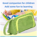 PU polyester printed green children's portable large capacity pen bag