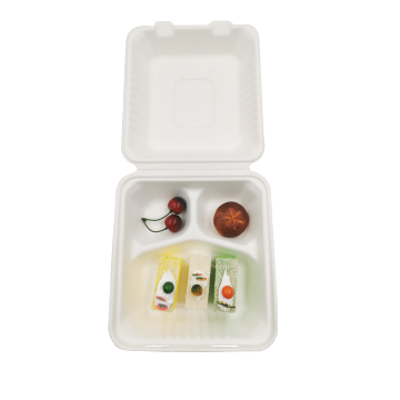 Bagasse 8inch 3 مقصورة حاوية طعام