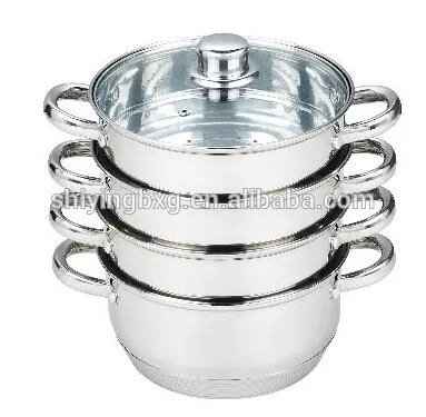 stainless steel steamer with 7-steps induction bottom