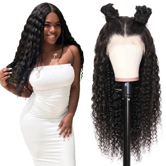 Deep Wave 13x4 Lace Frontal Wigs Brazilian Virgin Human Hair For Black Women With Pre Plucked 13*6 Lace Frontal Wigs