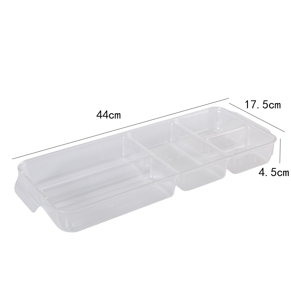 Transparent 3 Compartment Refrigerator Drawer Tray