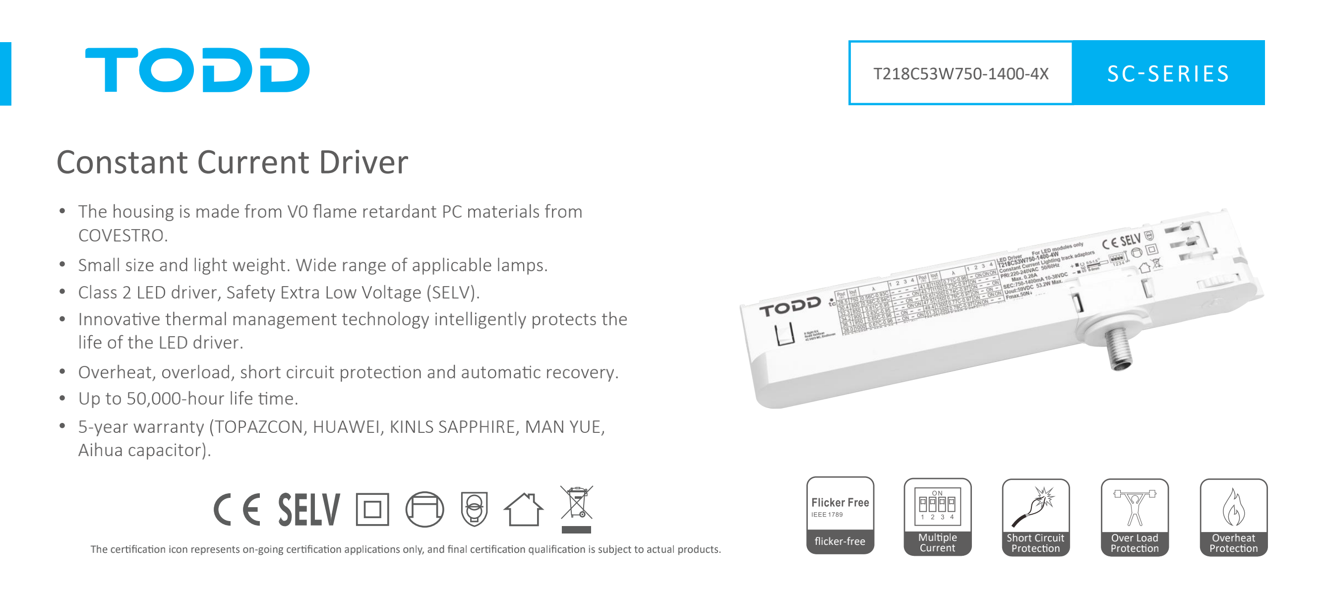 led driver T218C53W750-1400-4X