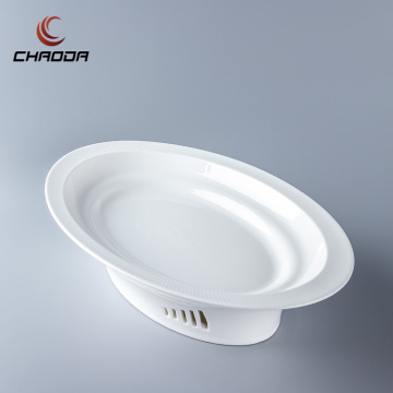 CHAODA 14/16 Inch Porcelain Dinner Plate Set with Candle Heater Stand