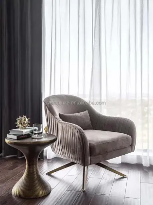 Ritoar Rabbit Swivel Chair - Gold Accent Velvet Living Room Furniture