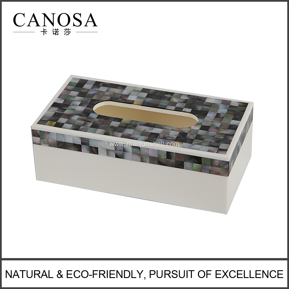 Black Mother of Pearl Rectangular Tissue Box Cover