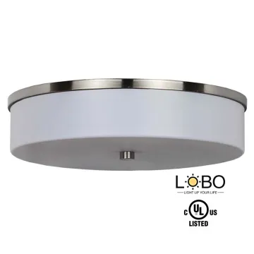 UL Listed Quality Inn Ceiling Light - Brushed Nickel Finish with Acrylic Round Shade