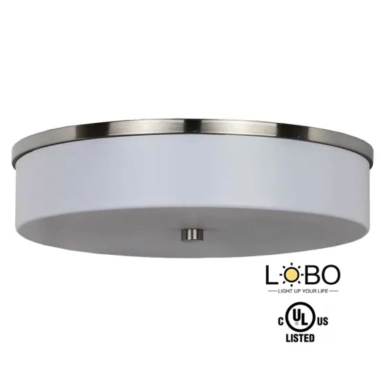 UL Listed Quality Inn Ceiling Light - Brushed Nickel Finish with Acrylic Round Shade