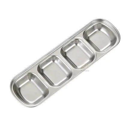Stainless Steel Korean Multi-Grid Sauce Dish for Hot Pot and Barbecue