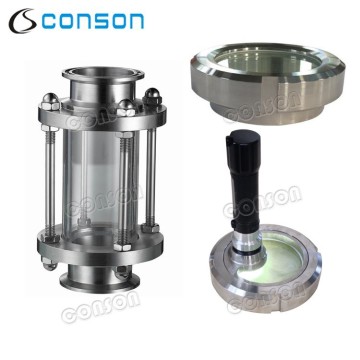 Stainless steel food grade union and inline sight glass