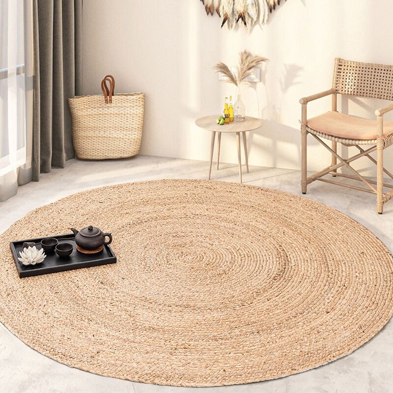 Round Natural Fiber Water Hyacinth Braided Rug Carpet Floor Mats