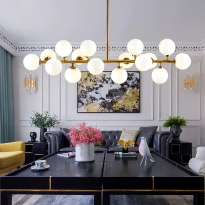 Golden Glass Ball Chandelier Pendant Light