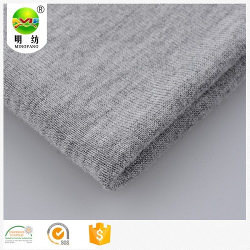Grey melange rayon stretch french terry knitted fabric