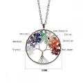 Natural Healing Crystals Quartz Tree of Life Necklace 7 Chakras Gemstone Pendant Mother's/Father's Day