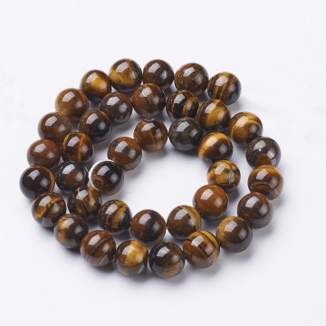 5 Strands of 10mm Natural Tiger Eye Gemstone Round Beads - PandaHall Precious Stone Collection